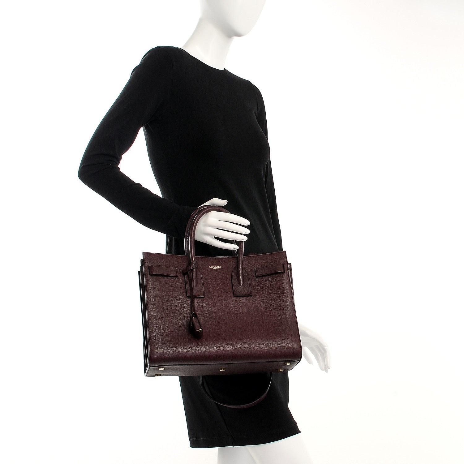 Saint Laurent Grained Calfskin Small Classic Sac De Jour Bordeaux 3 of 11