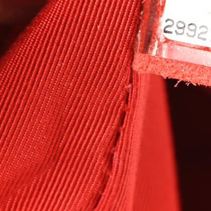 Chanel Silk Quilted Chain Printed Bucket Bag Red 7 of 9