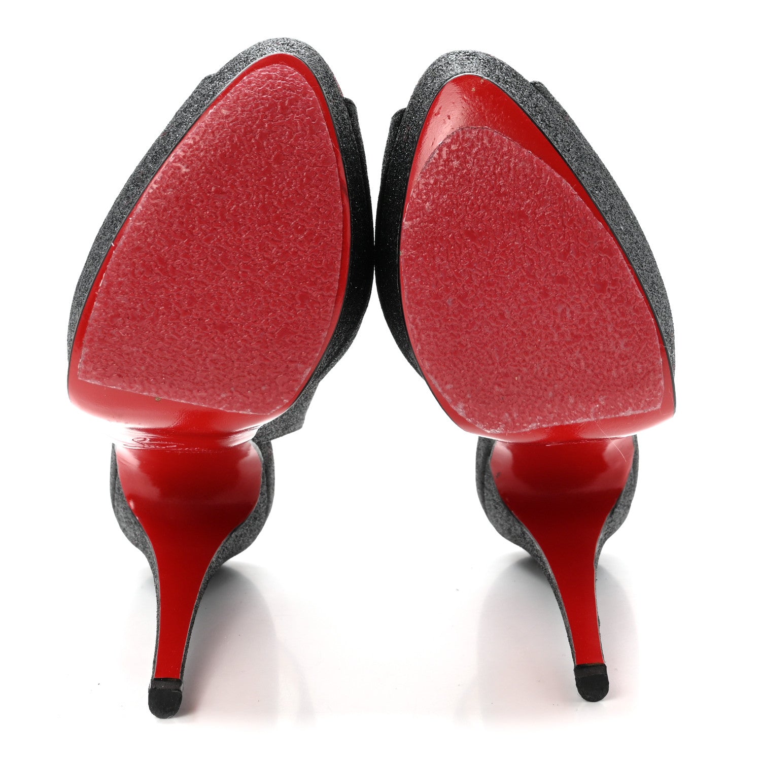 Christian Louboutin Glitter Lady Peep Sling 150 Pumps 35.5 Black Red 6 of 8
