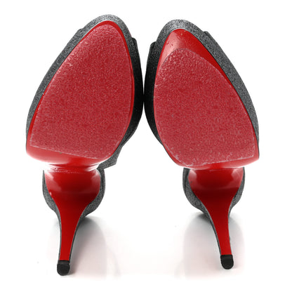 Christian Louboutin Glitter Lady Peep Sling 150 Pumps 35.5 Black Red 6 of 8