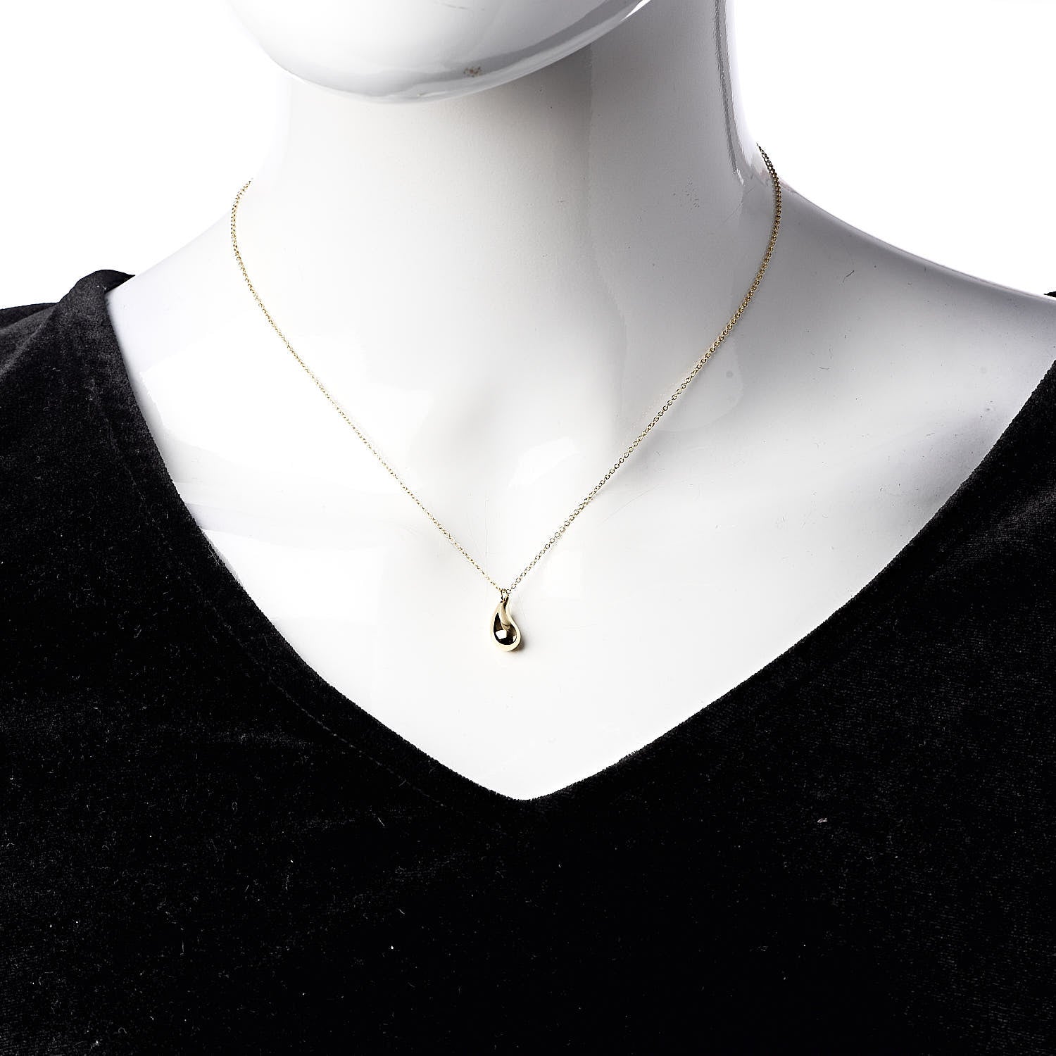 Tiffany 18K Yellow Gold 12mm Elsa Peretti Teardrop Pendant Necklace 2 of 7