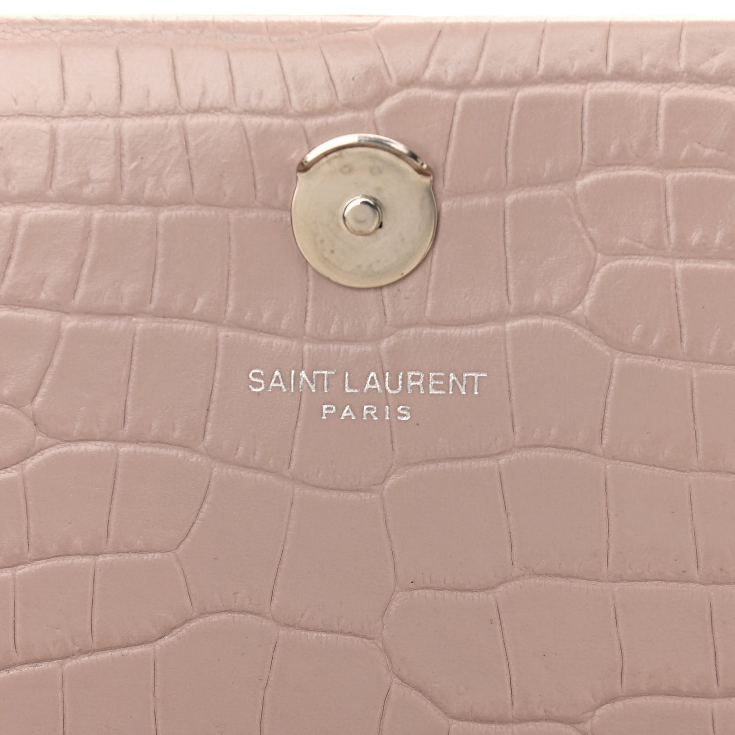 Calfskin Crocodile Embossed Medium Classic Monogram Kate Tassel Satchel Powder Pink