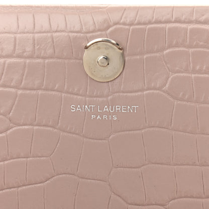 Saint Laurent Calfskin Crocodile Embossed Medium Classic Monogram Kate Tassel Satchel Powder Pink 8 of 13