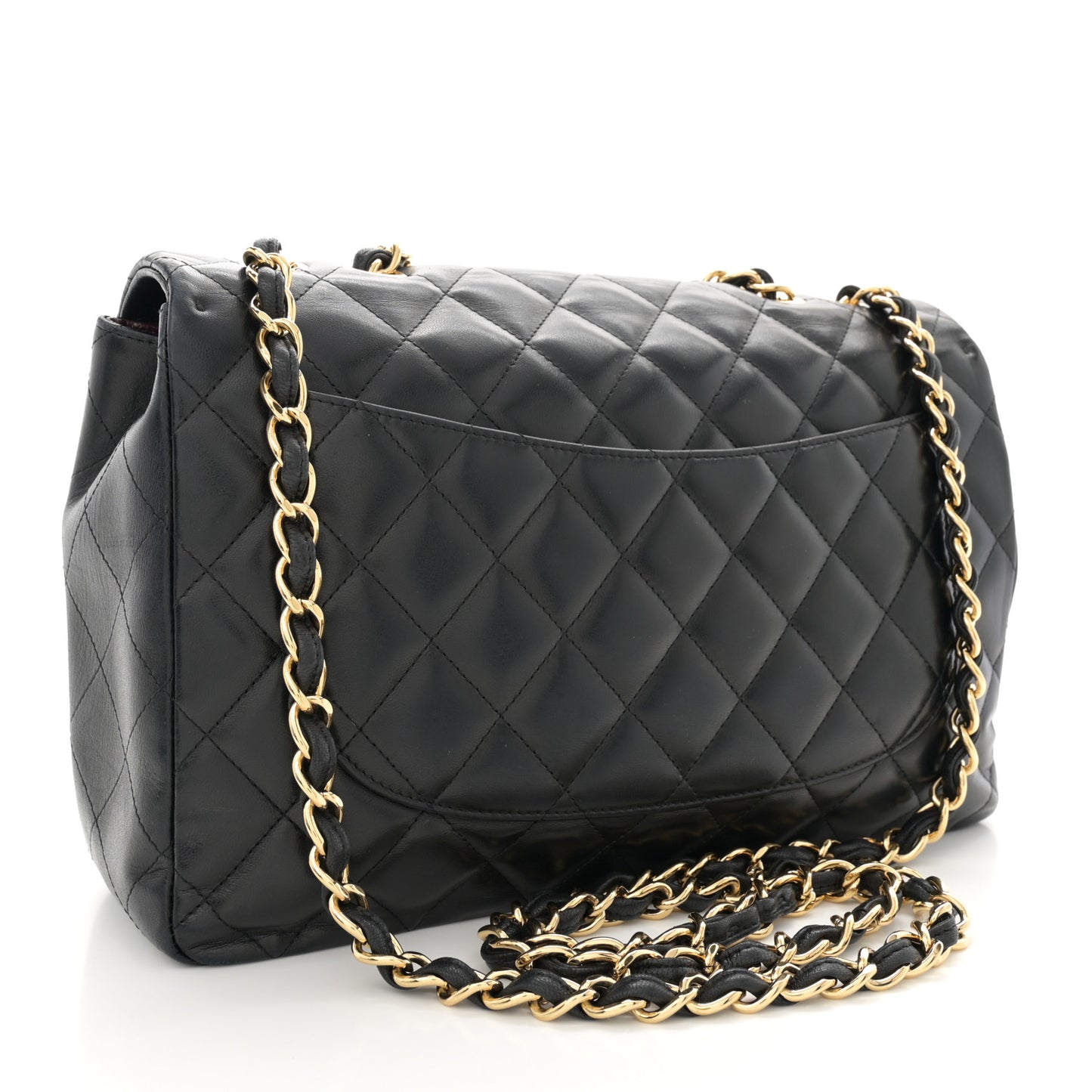 Lambskin Quilted Jumbo Single Flap Black