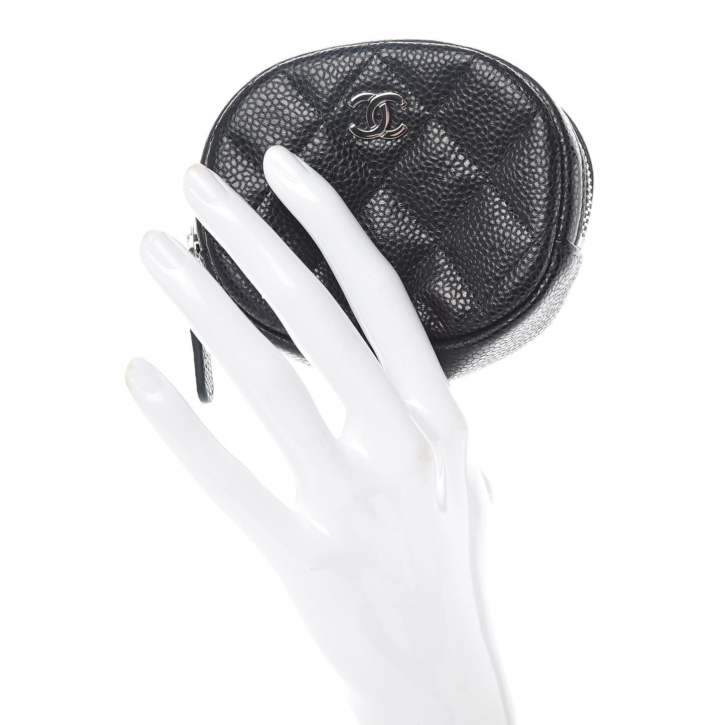 Caviar Quilted Zip Around Classic Coin Purse Black