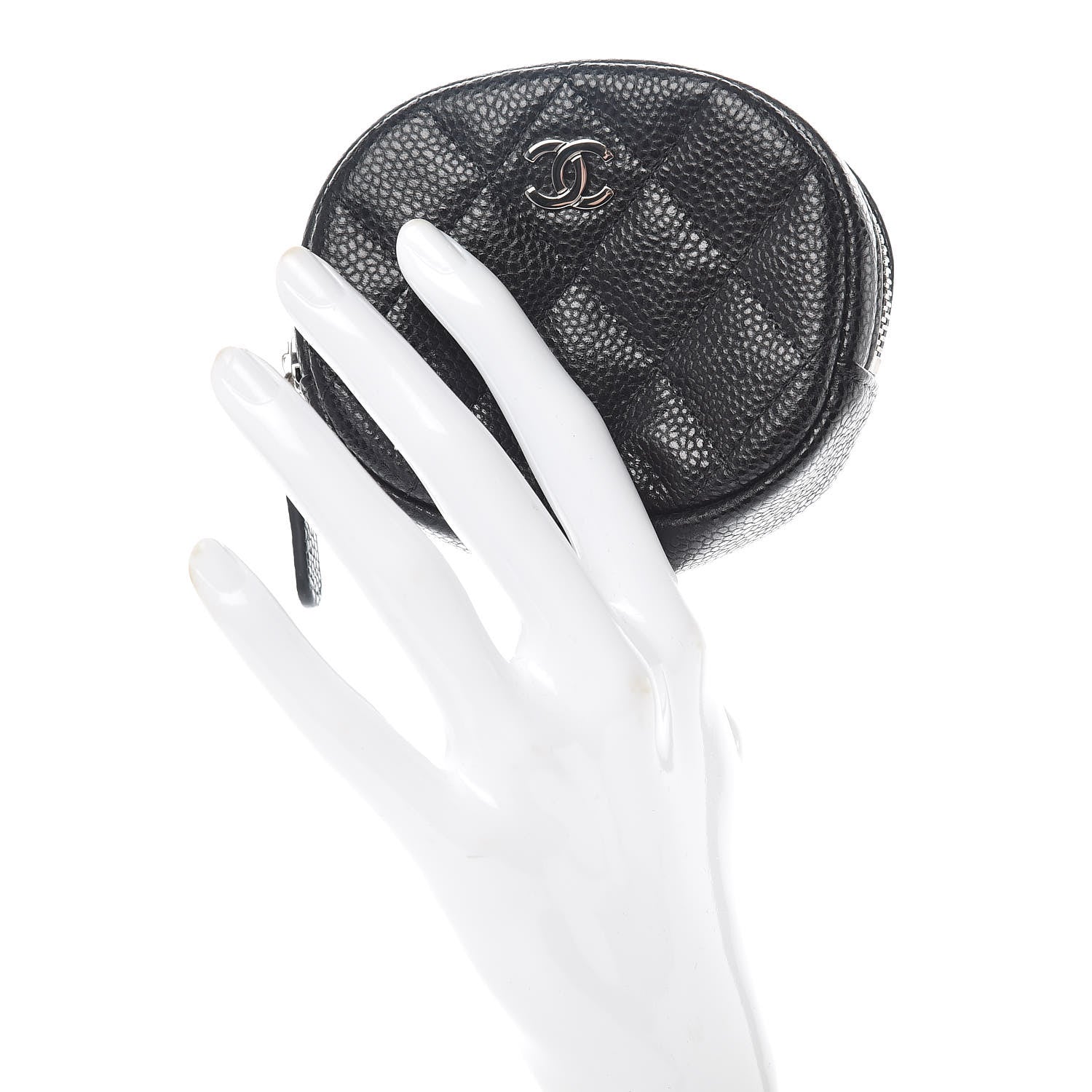 Chanel Caviar Quilted Zip Around Classic Coin Purse Black 2 of 8
