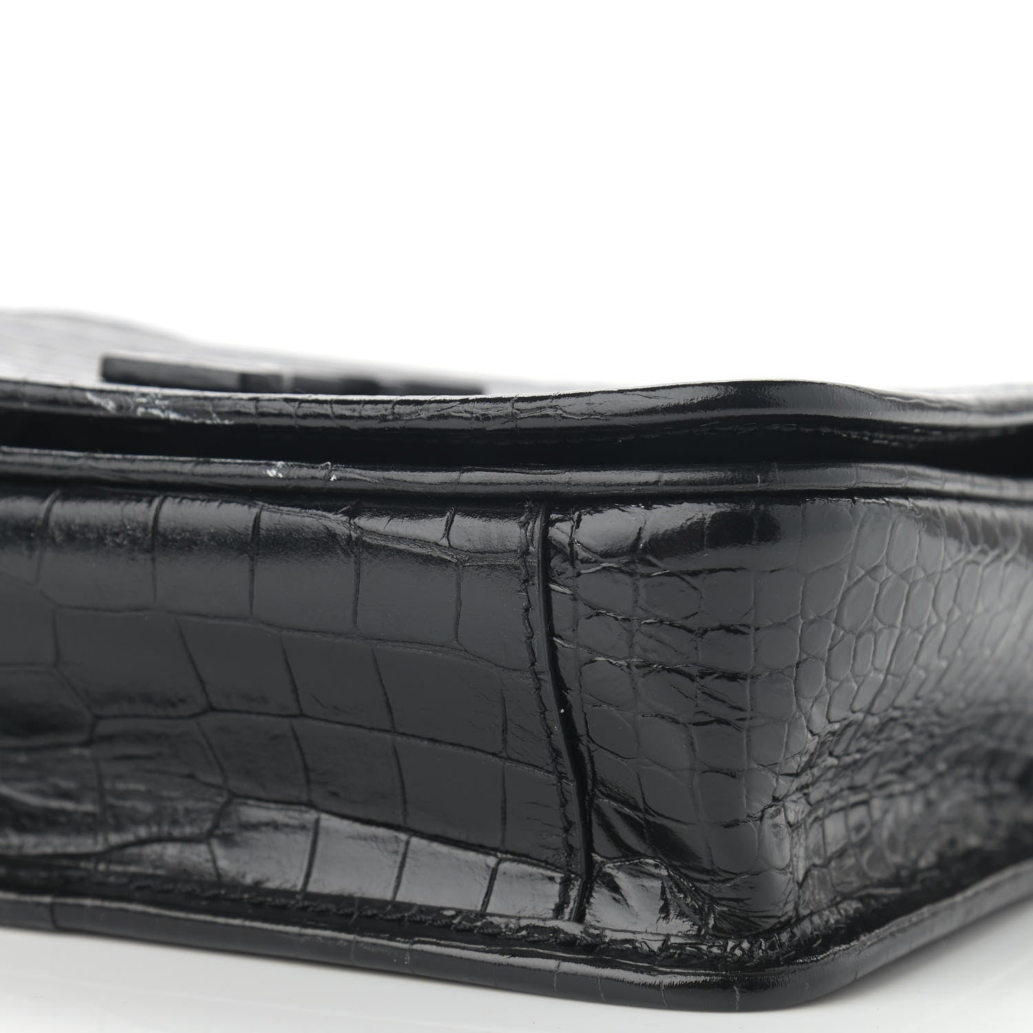Saint Laurent Crocodile Embossed Lambskin Matelasse Monogram Niki Chain Wallet Black 10 of 14