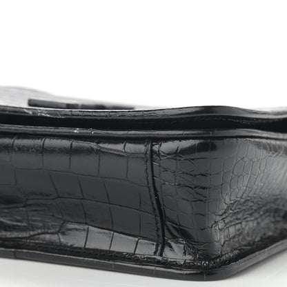 Saint Laurent Crocodile Embossed Lambskin Matelasse Monogram Niki Chain Wallet Black 10 of 14