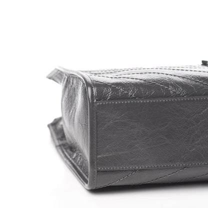 Saint Laurent Crinkled Calfskin Matelasse Monogram Medium Niki Shopper Tote Smog 9 of 11