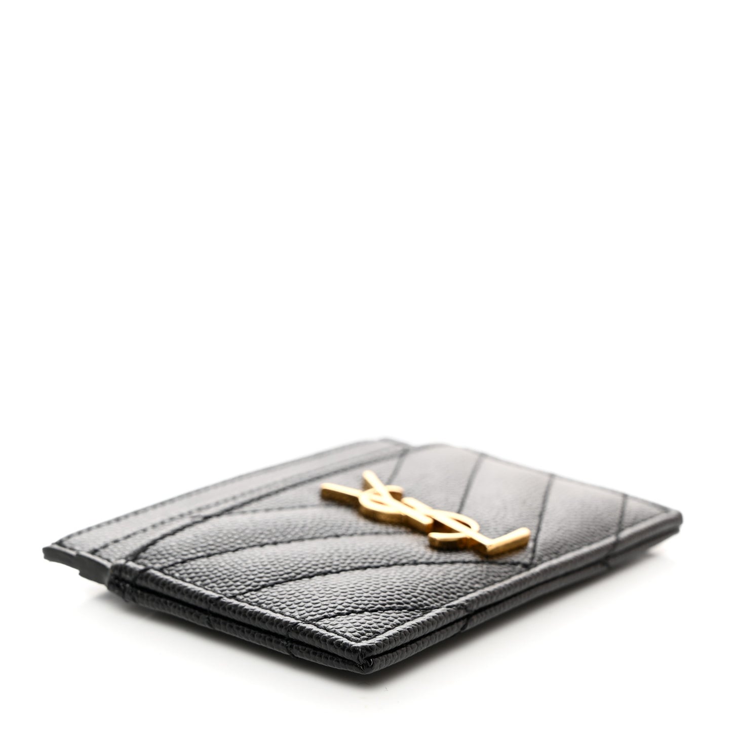 Grain De Poudre Matelasse Chevron Monogram Credit Card Case Black