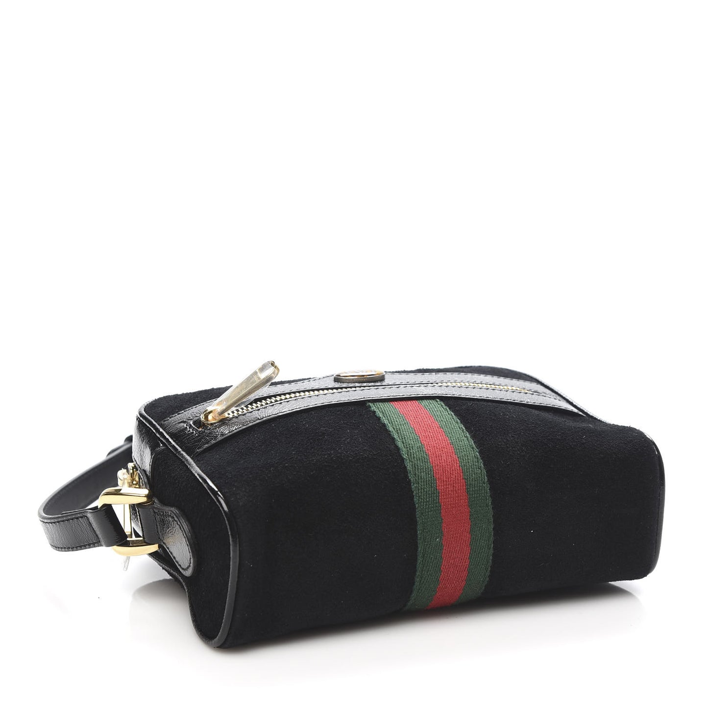Suede Patent Web Mini Ophidia Shoulder Bag Black