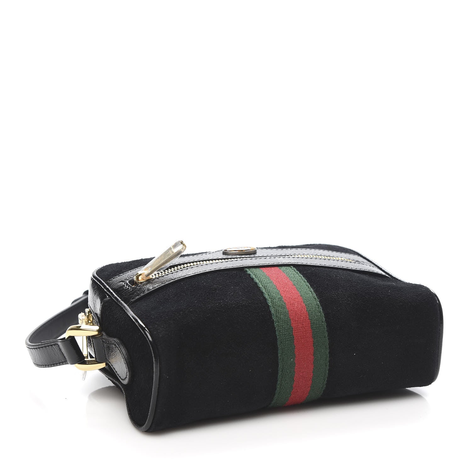 Gucci Suede Patent Web Mini Ophidia Shoulder Bag Black 4 of 10