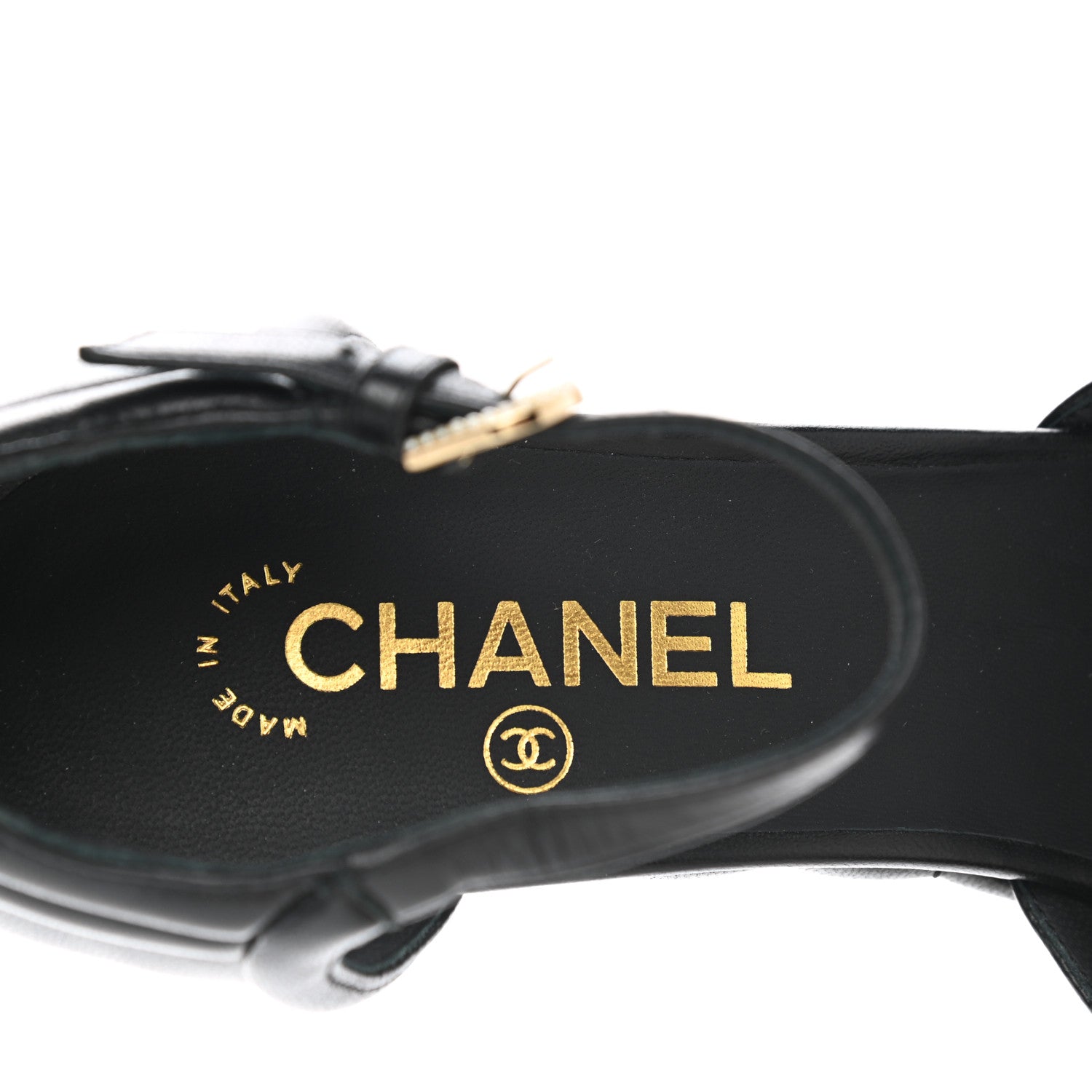 Chanel Lambskin Pearl Quilted Peep Toe Wedge Sandals 40 Black 7 of 9