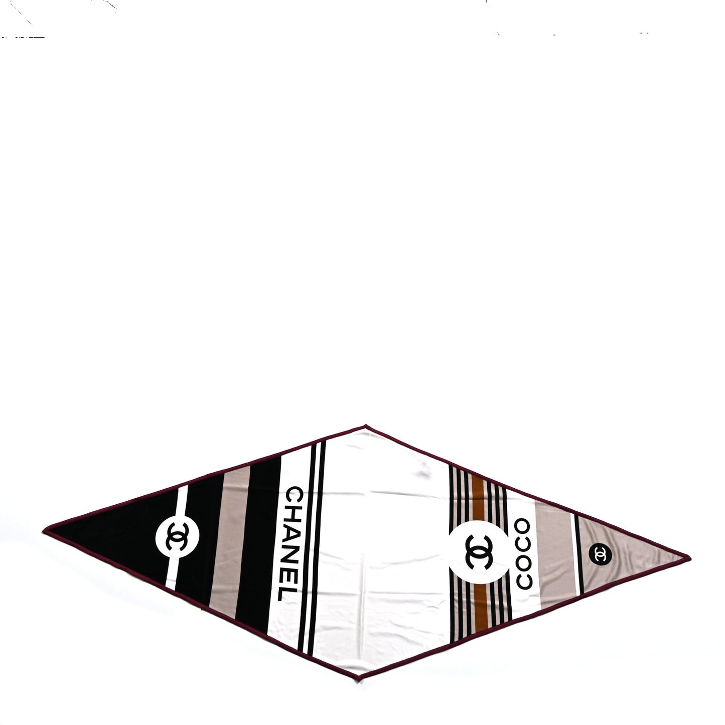 Silk CC Coco Chanel Logo Scarf White Black Multicolor