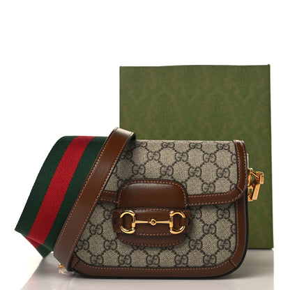 Gucci GG Supreme Monogram Web Mini Horsebit 1955 Shoulder Bag Beige Brown Sugar 10 of 10