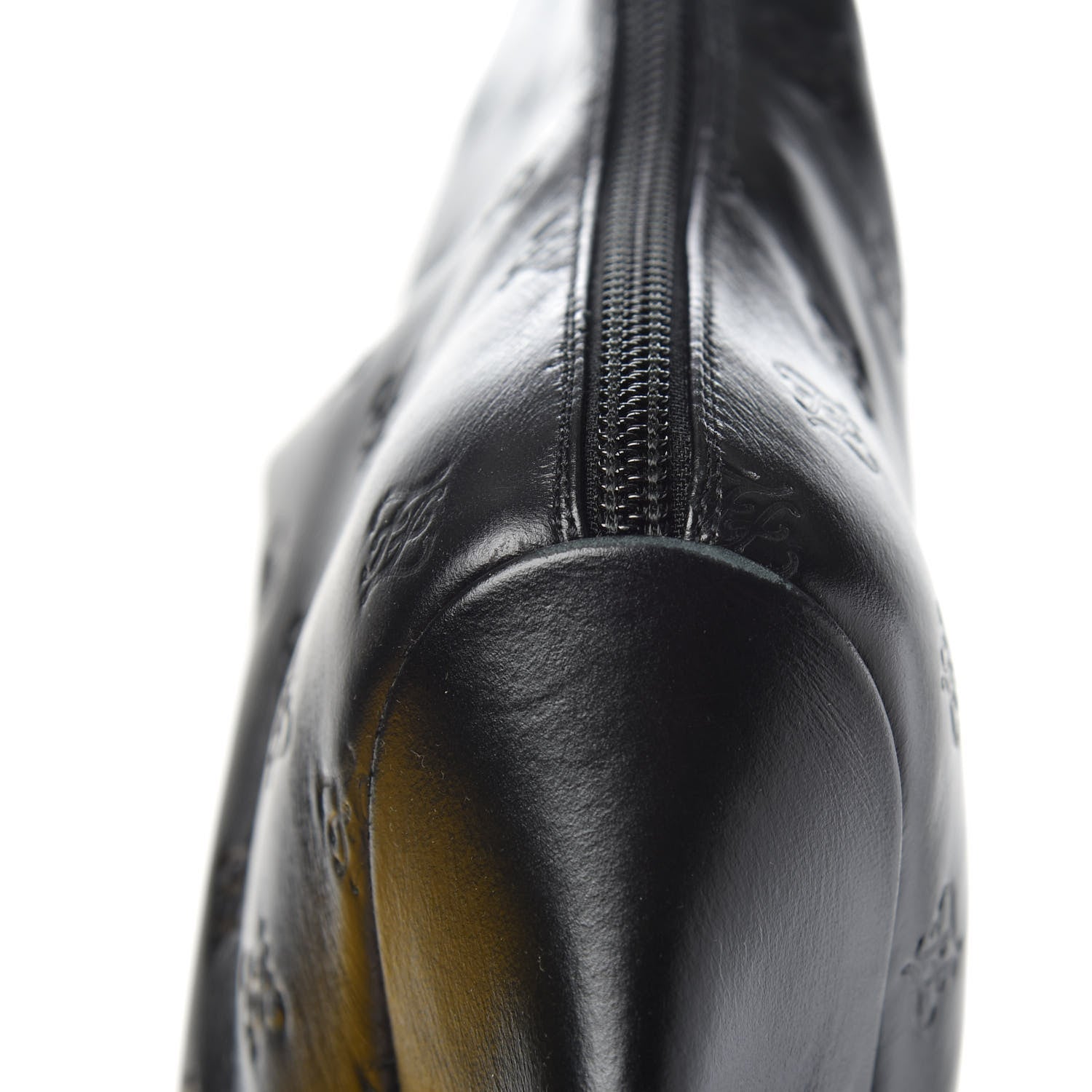 Fendi Vitello Karligraphy Embossed FFreedom Knee High Boots 38.5 Black 7 of 8