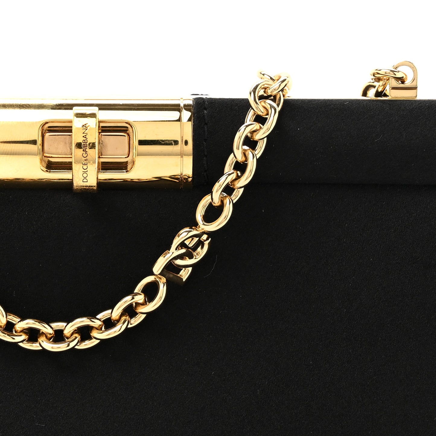Satin Small Marlene Chain Clutch Black