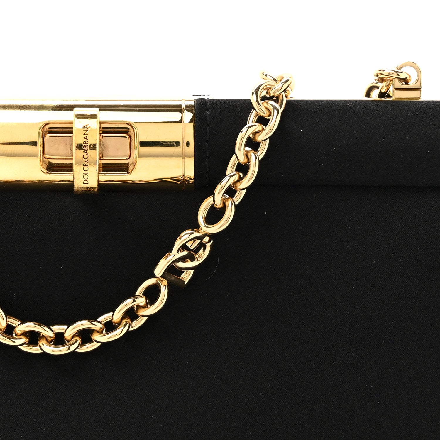 Dolce & Gabbana Satin Small Marlene Chain Clutch Black 7 of 9