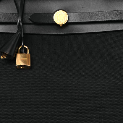 Hermes Military Toile Vache Hunter Herbag Zip Retourne 31 PM Black 9 of 13