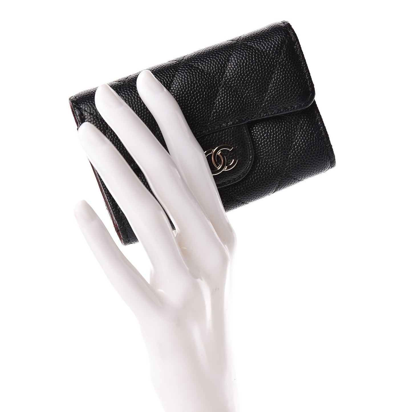 Caviar Quilted Classic 4 Key Holder Wallet Black