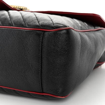 Gucci Vintage Effect Calfskin Matelasse Diagonal Large Torchon GG Marmont Shoulder Bag Black Romantic Cherry 10 of 10