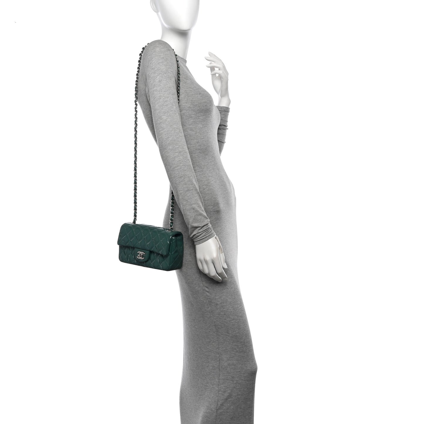 Patent Quilted Mini Rectangular Flap Turquoise