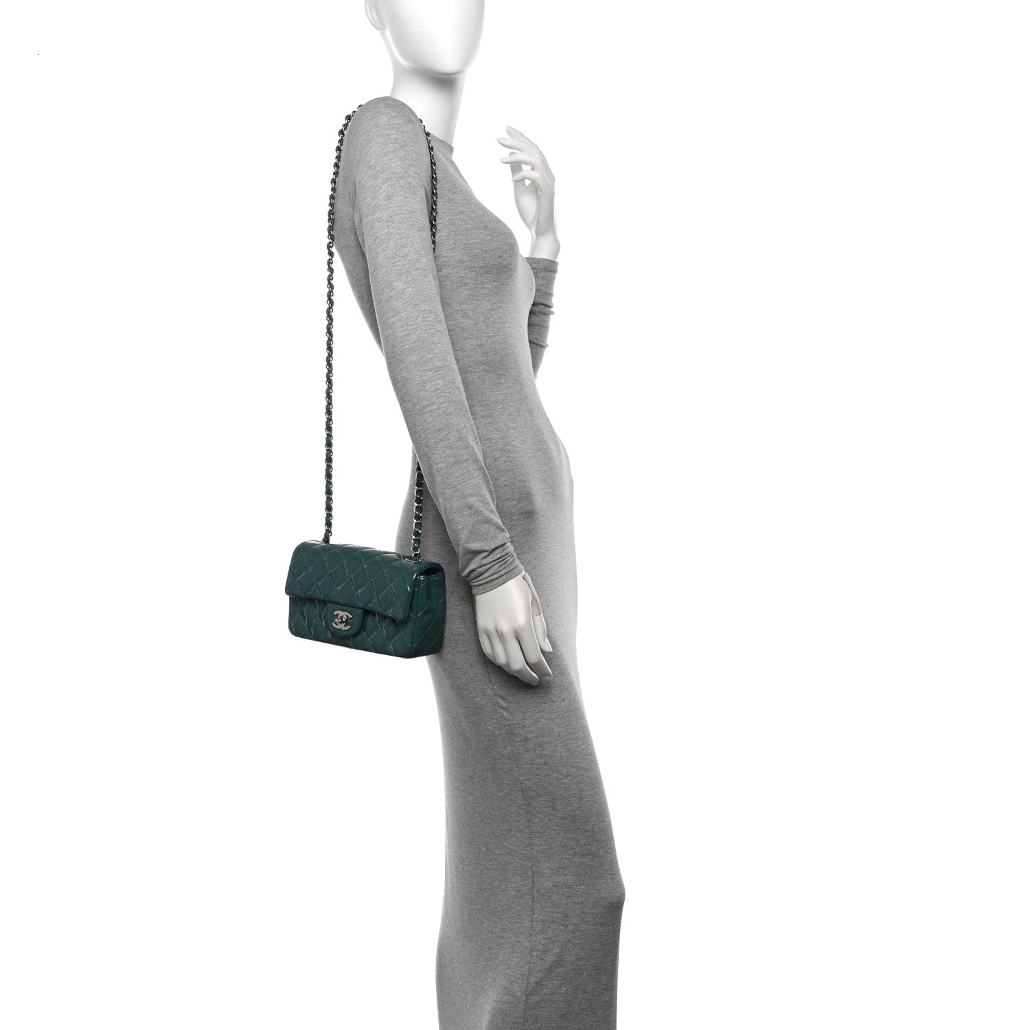 Chanel Patent Quilted Mini Rectangular Flap Turquoise 2 of 12