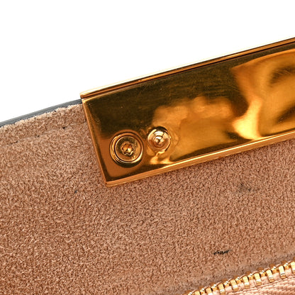 Alexander McQueen Calfskin Crocodile Embossed Knuckle Flat Clutch Black Gold 12 of 16