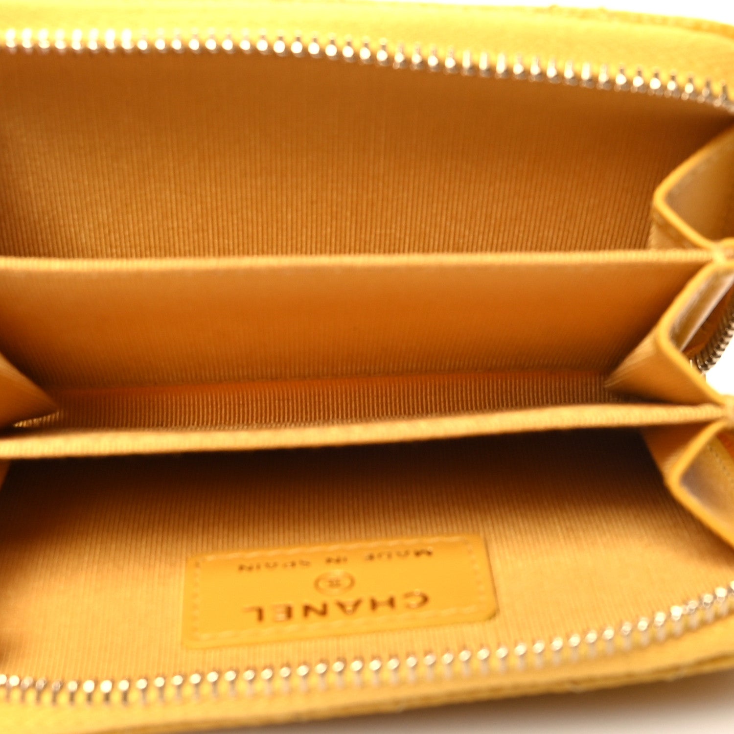 Chanel Caviar Quilted Zip Coin Purse Yellow 5 of 11