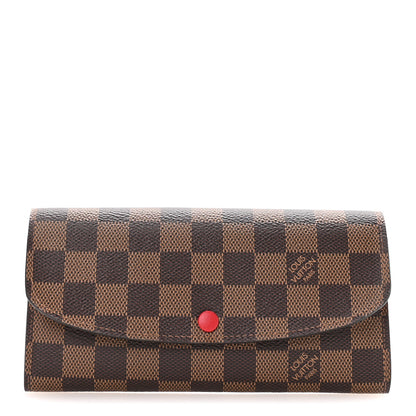 Louis Vuitton Damier Ebene Emilie Wallet Red 1 of 8