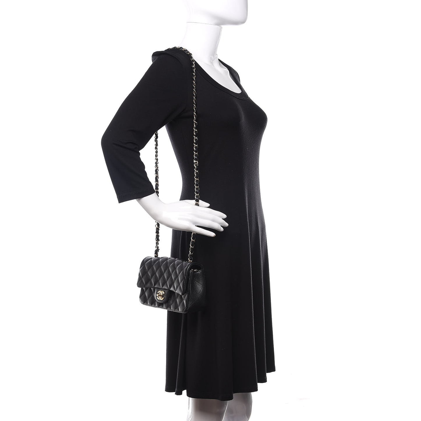 Caviar Quilted Mini Rectangular Flap Black