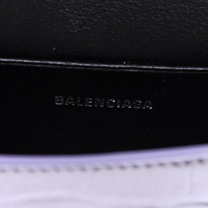 Balenciaga Metallic Calfskin Crocodile Embossed Hourglass Top Handle Bag Mini with Chain Lilac 6 of 9