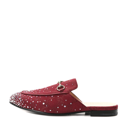 Gucci Crystal Canvas GG Monogram Nappa Womens Princetown Slippers 39 Rosso Ancora 1 of 10