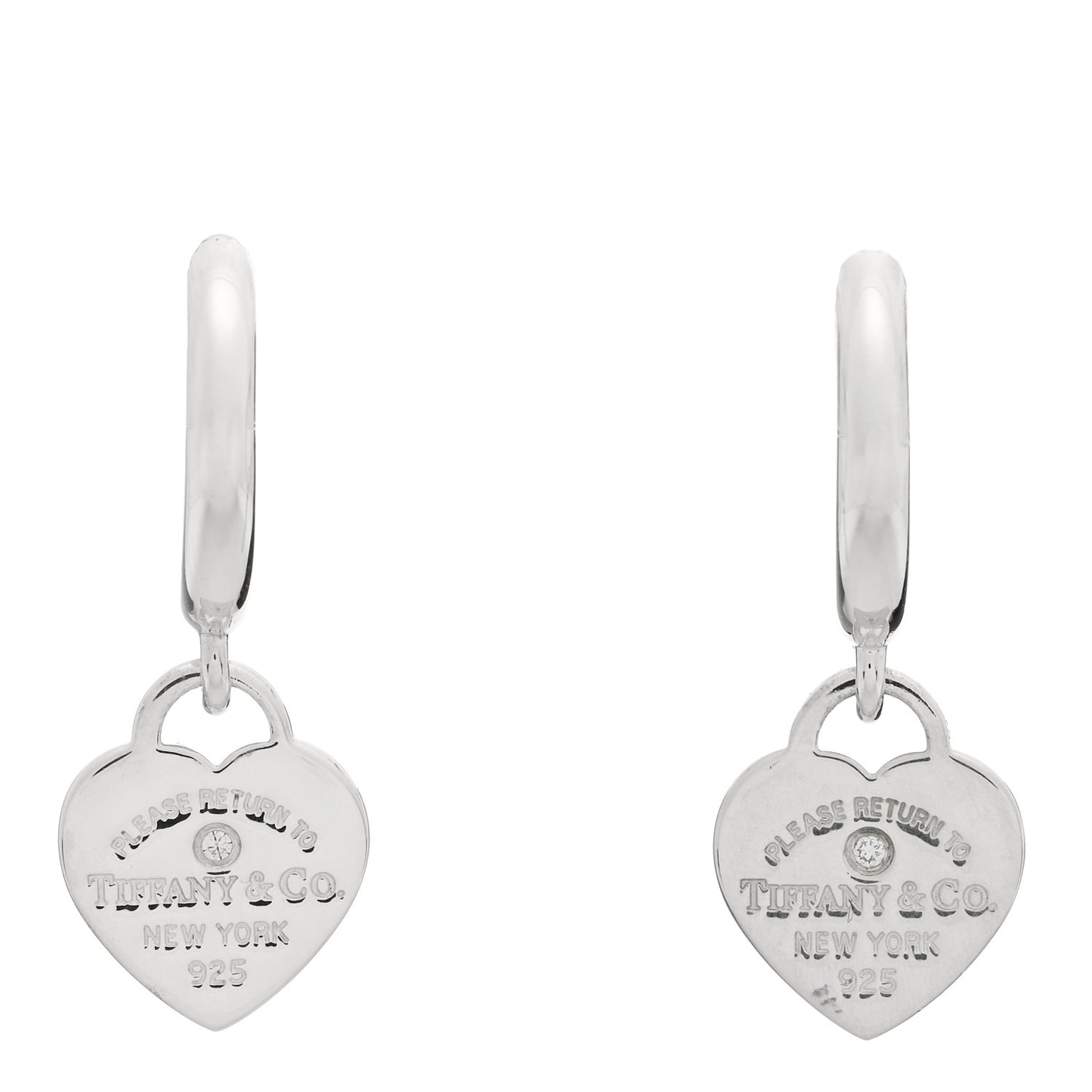 Sterling Silver Diamond Mini Return To Tiffany Heart Hoop Earrings