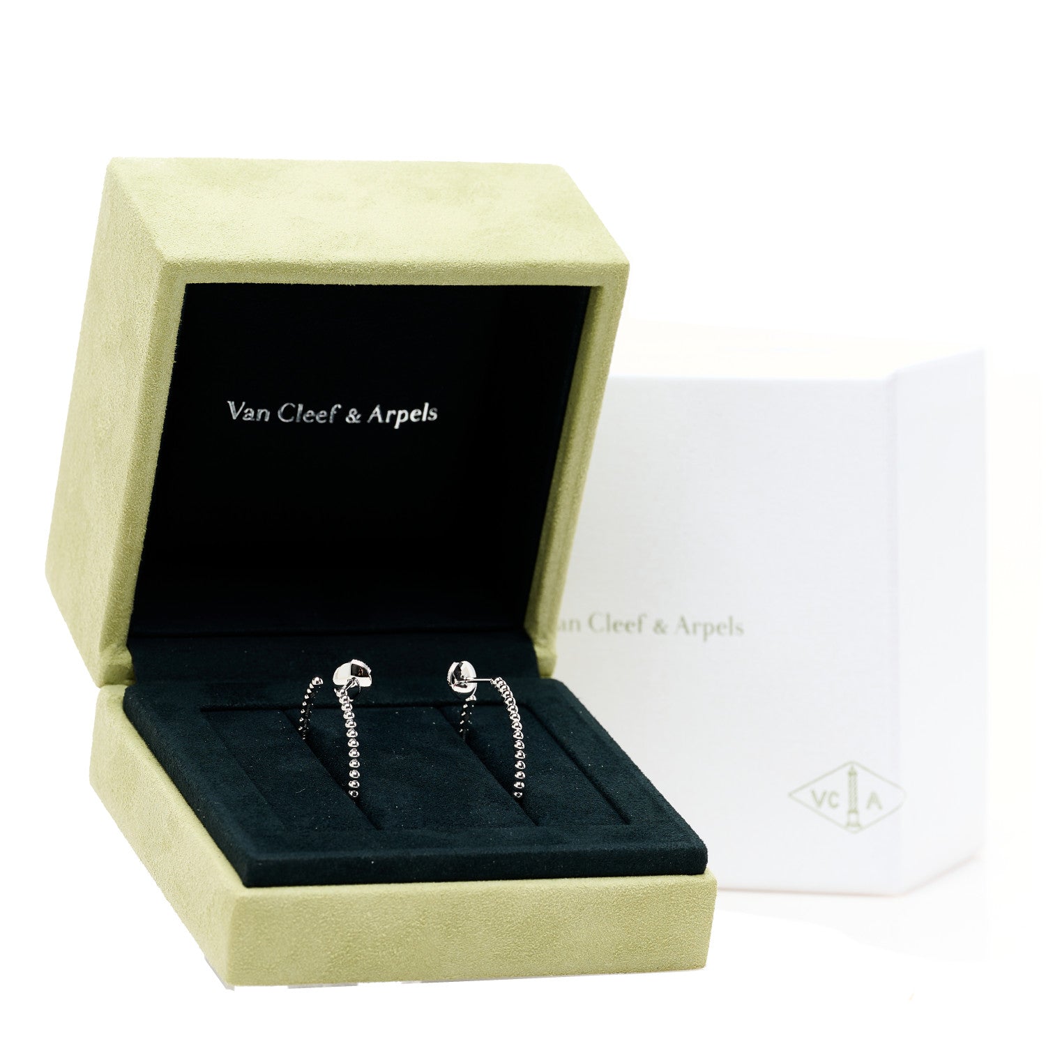 Van Cleef & Arpels 18K White Gold Small Perlee Hoop Earrings 5 of 5