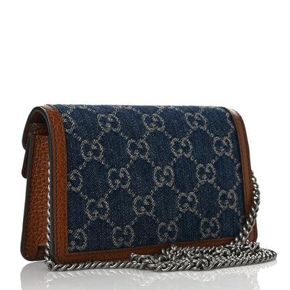 Gucci New Denim GG Monogram Dollar Calfskin Enamel Super Mini Dionysus Shoulder Bag Blue Tea Cuir Epilog Electric Blue 3 of 6