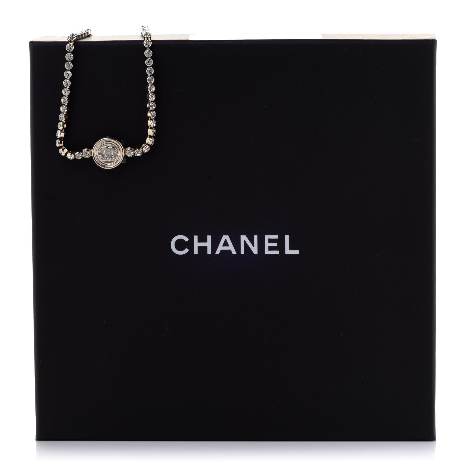 Chanel Crystal CC Chain Short Necklace Gold 6 of 6