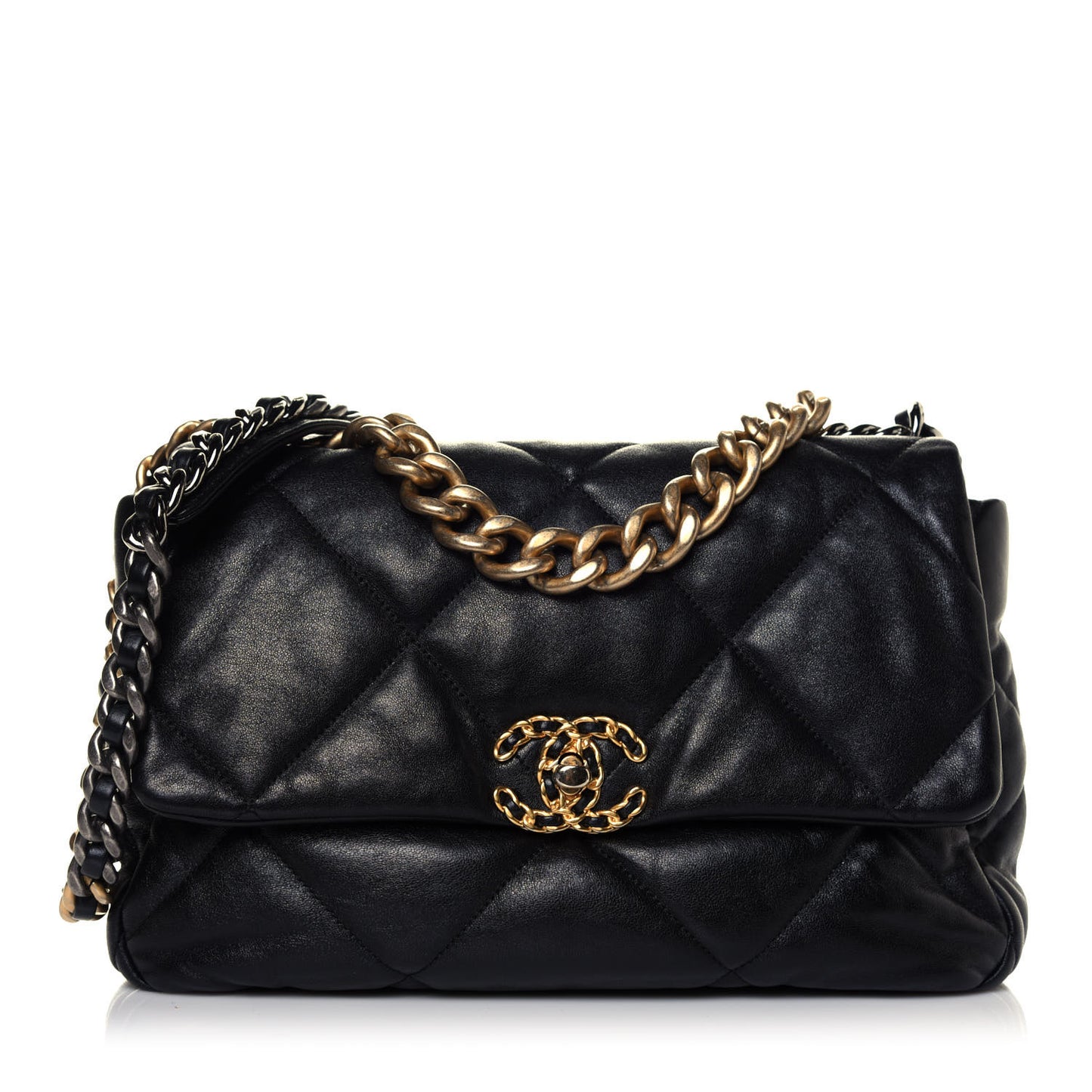 Lambskin Quilted Large Chanel 19 Flap Black