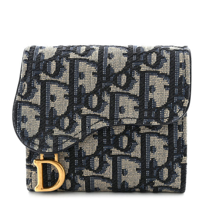 Christian Dior Oblique Saddle Lotus Wallet Blue 1 of 12