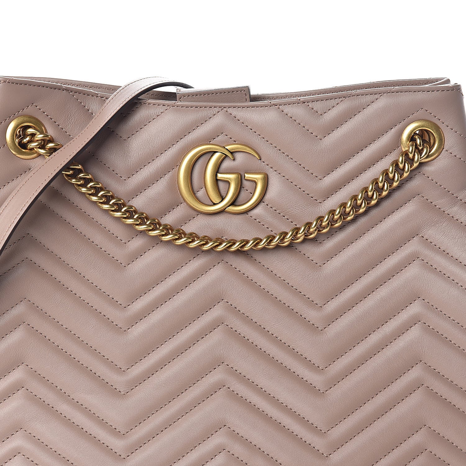 Gucci Calfskin Matelasse Medium GG Marmont Shoulder Tote Bag Porcelain Rose 7 of 9