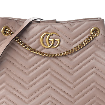 Gucci Calfskin Matelasse Medium GG Marmont Shoulder Tote Bag Porcelain Rose 7 of 9