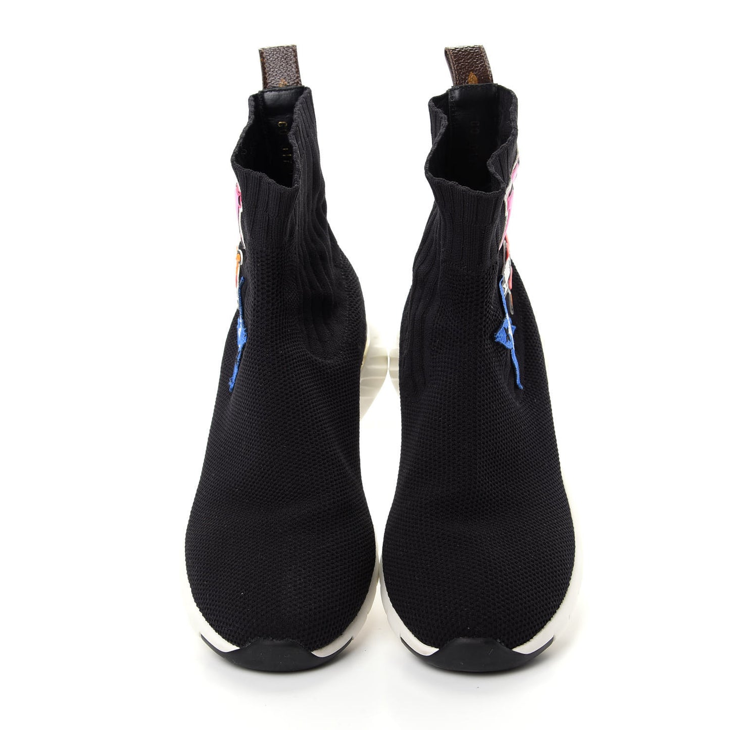 Stretch Fabric LV Black Heart Sock Sneaker 37.5 Black
