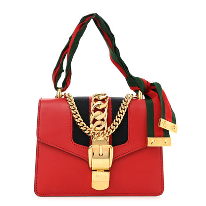 Gucci Calfskin Mini Sylvie Chain Shoulder Bag Hibiscus Red 1 of 11