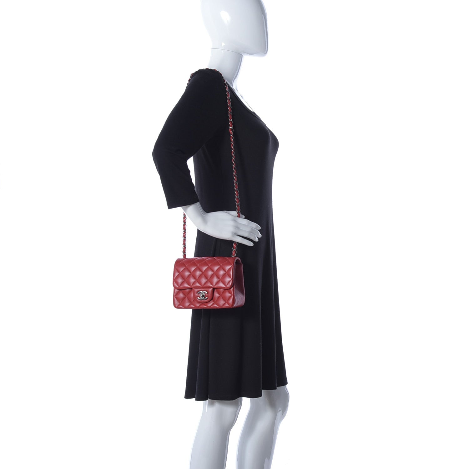 Chanel Lambskin Quilted Mini Square Flap Red 2 of 10