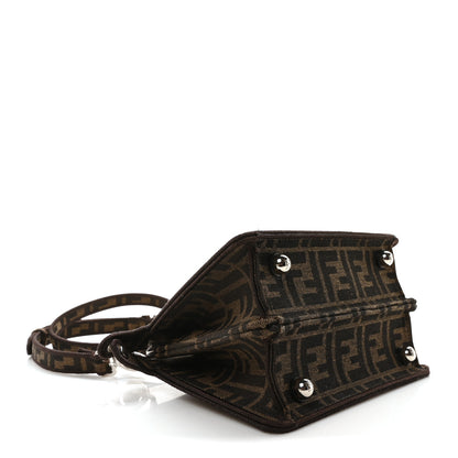 Fendi Fabric Jacquard FF 1974 Crystal Petite Peekaboo I SEE U Satchel Tabacco Moro 4 of 9