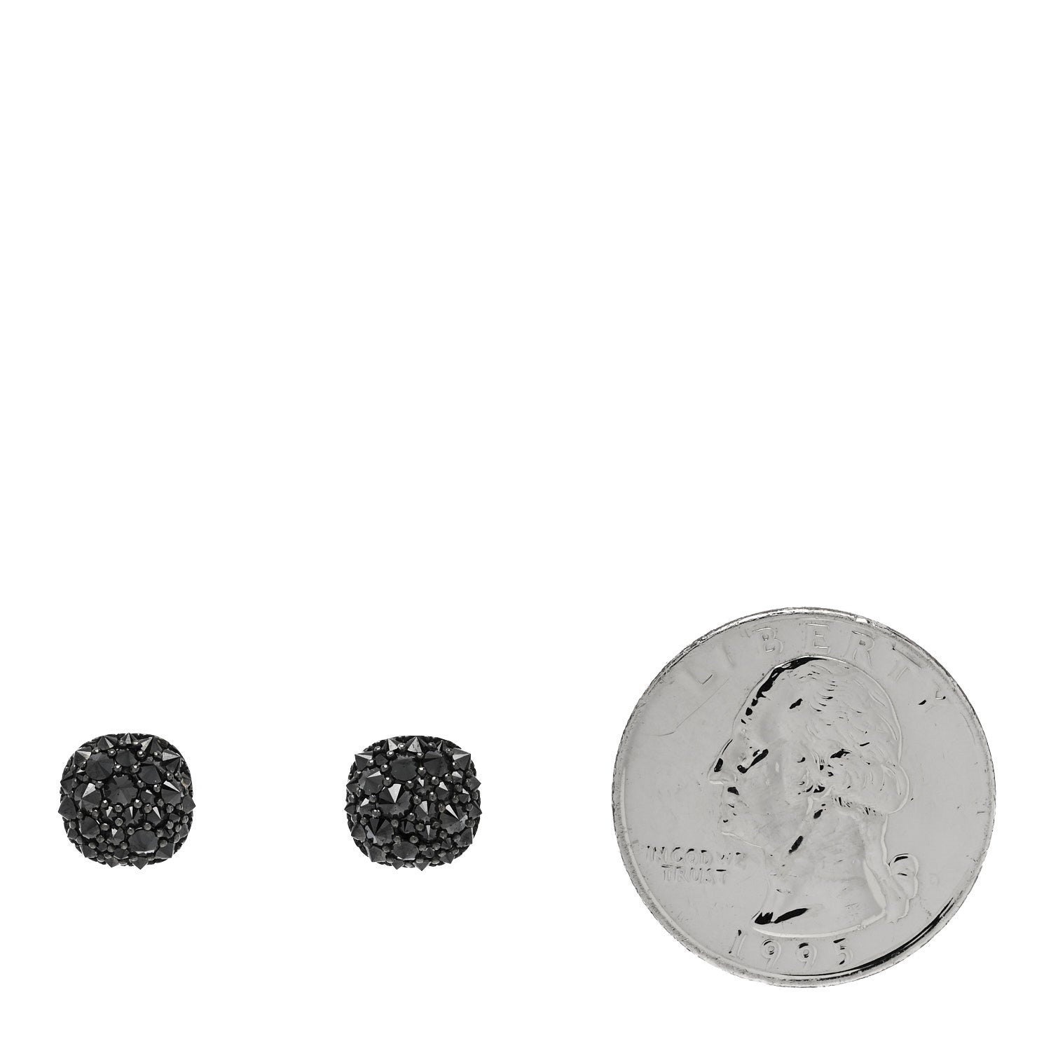 David Yurman 18K White Gold Black Diamond Reverse Set Pave Cushion Stud Earrings 2 of 4