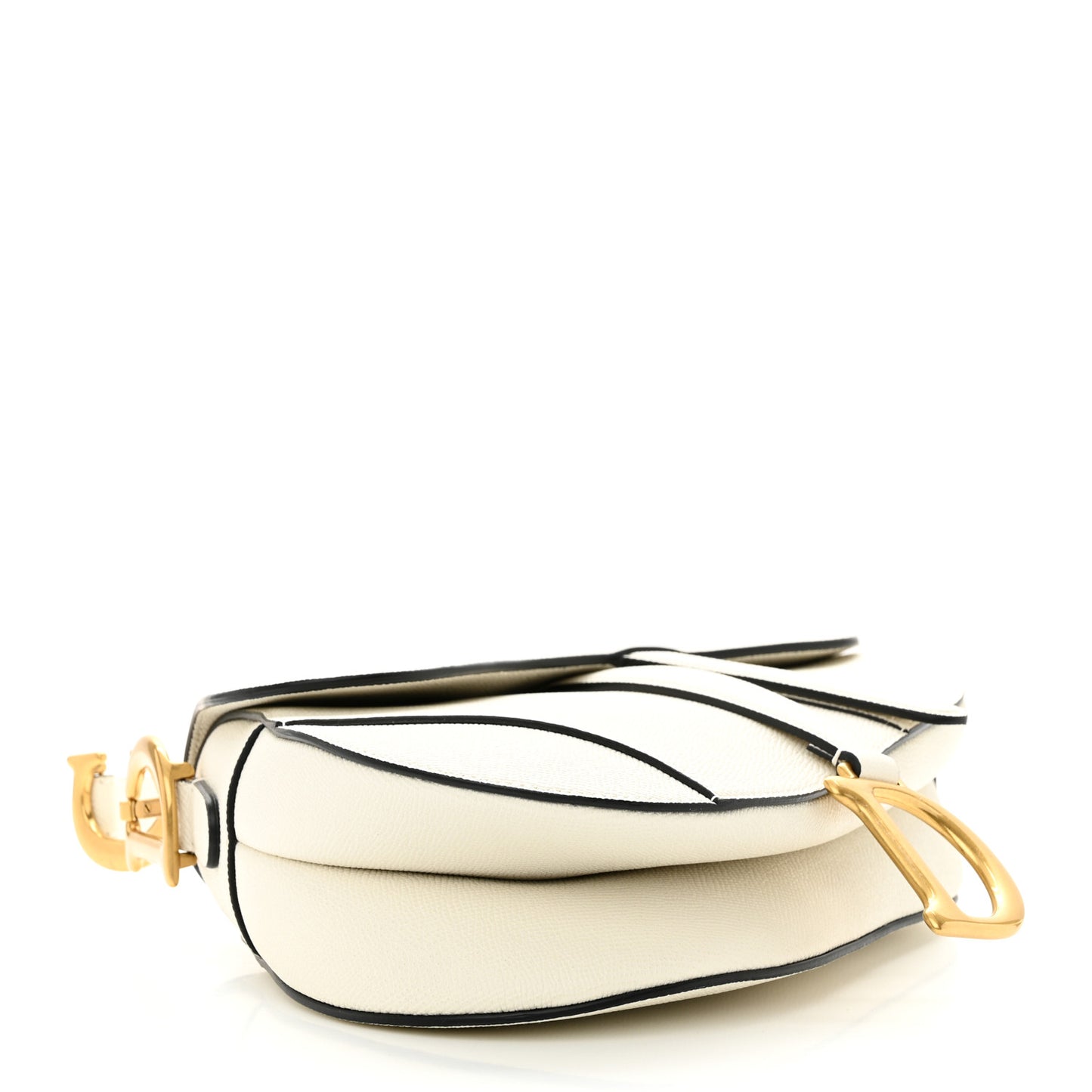 Grained Calfskin Saddle Bag White