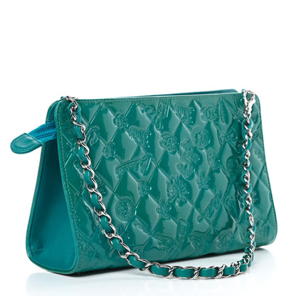 Chanel Patent Calfskin Lucky Symbols Pochette Turquoise 3 of 10