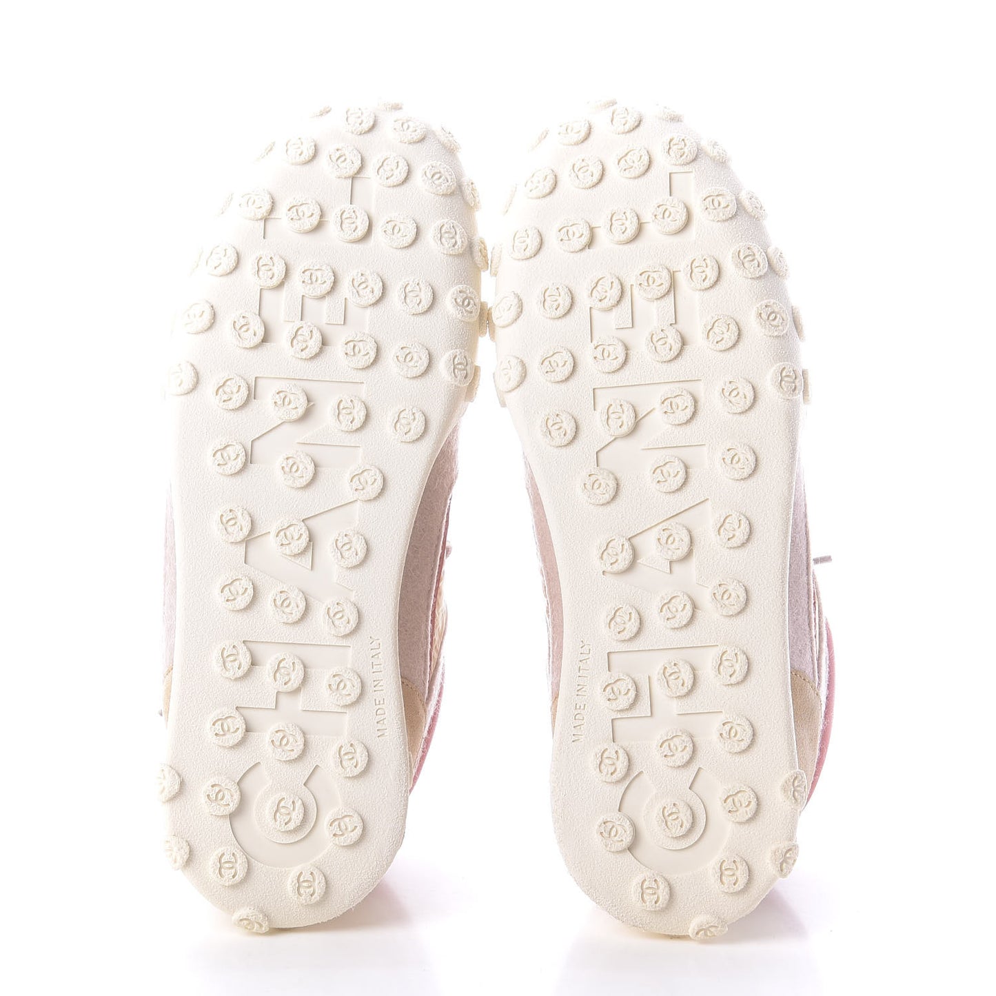 Nylon Calfskin Suede Womens CC Sneakers 38 Beige Pink