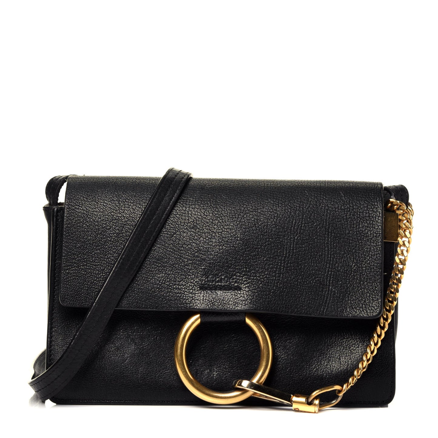 Suede Calfskin Small Faye Shoulder Bag Black